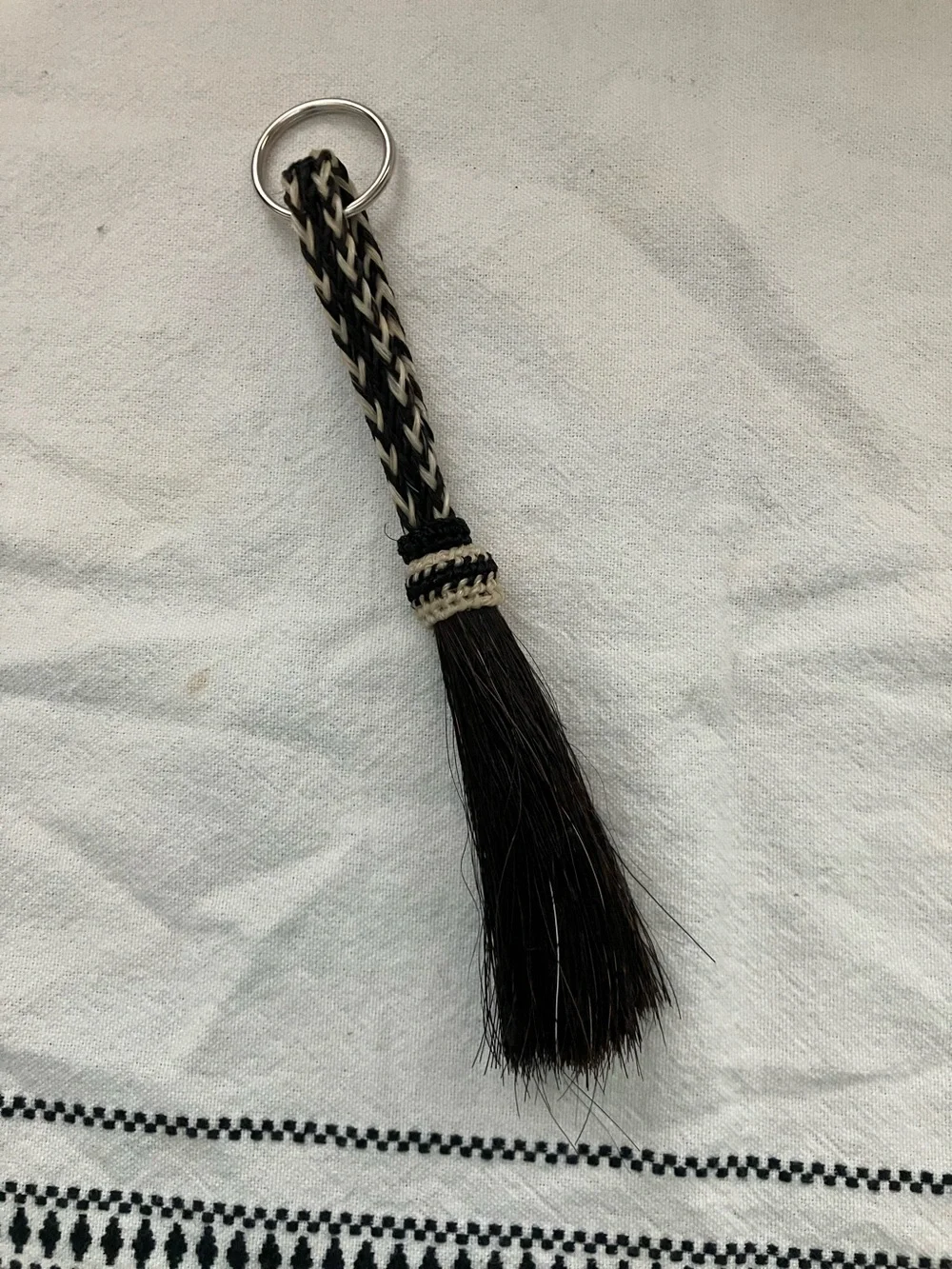 Western Authentic Horse hair keychain keyring zipper pull Black Beauty